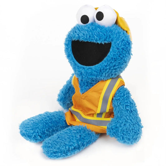 Sesame Street Construction Cookie Monster plush blue with safety vest on Tampa Home & Garden Store