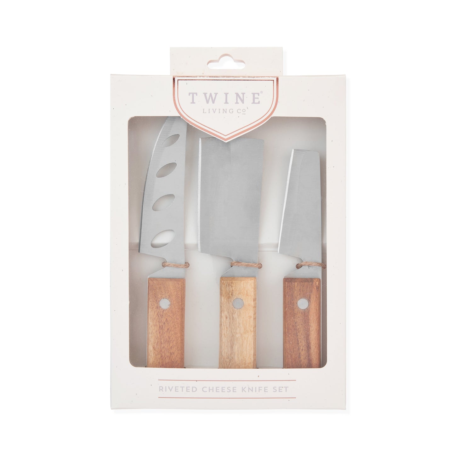 Rustic Acacia Wood Cheese Set with Steel Blades