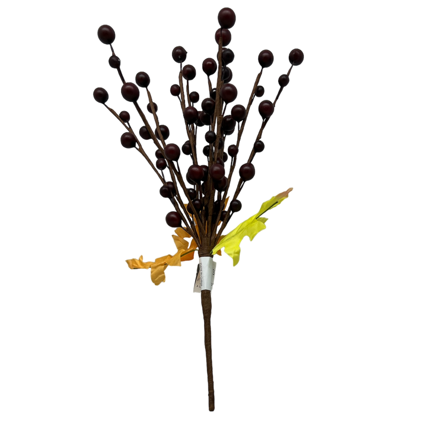 Berry Spray with Autumn Leaves 10 Inch artificial berry stems with dark red berries and orange leaves on Tampa Home & Garden Store