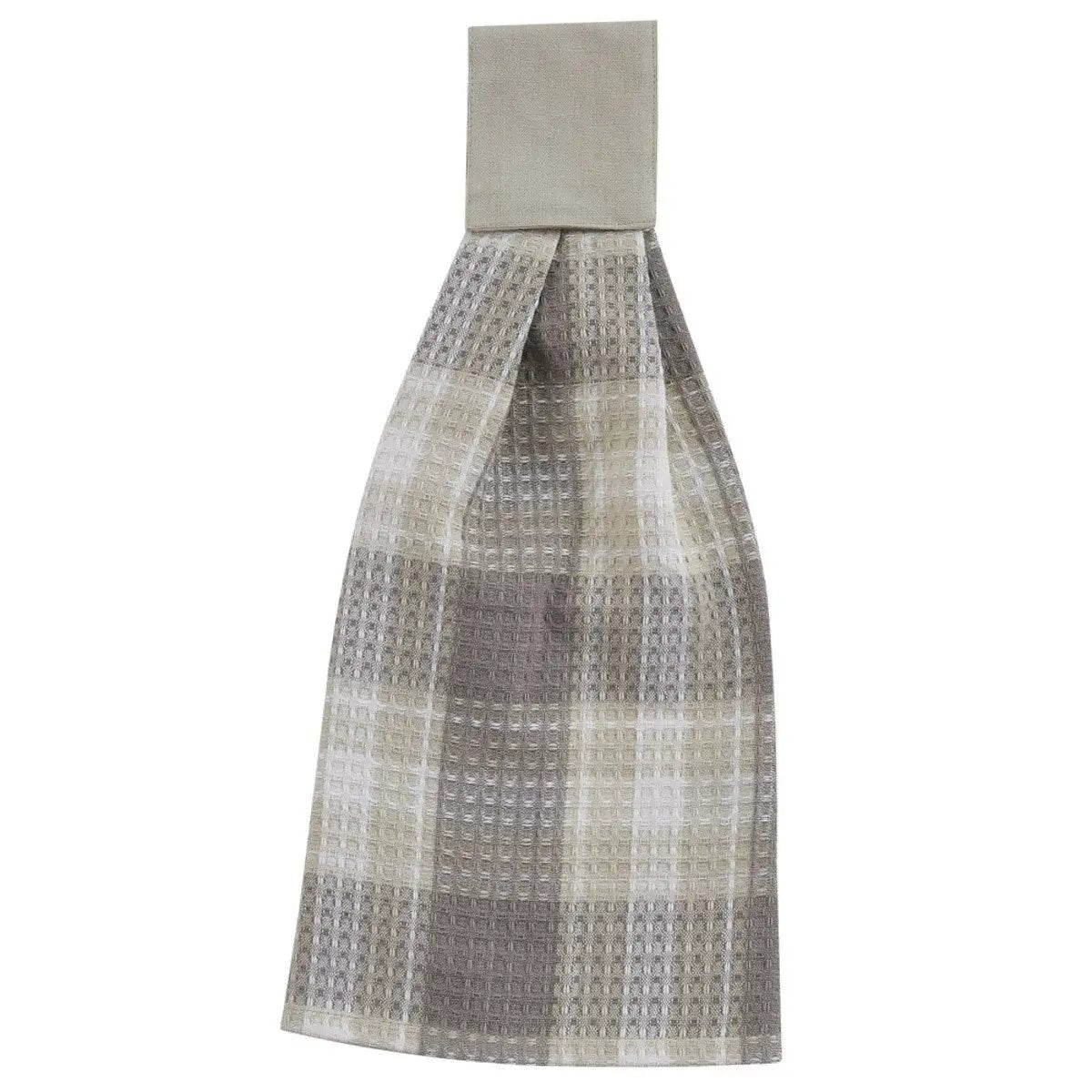 Weathered Oak Cotton Hand Towel by Park Designs in neutral taupe plaid kitchen towel on Tampa Home & Garden Store