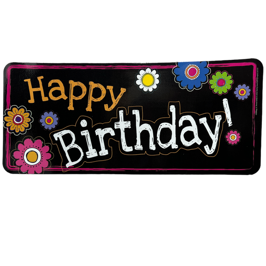 Magnet Car Art Birthday Sign with bright flowers on black backdrop by The Country Christmas Loft on Tampa Home & Garden Store