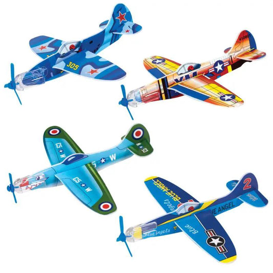 Retro Glider 4 Pack foam planes colorful vintage designs for ages 3+ The Country Christmas Loft on Tampa Home & Garden Store
