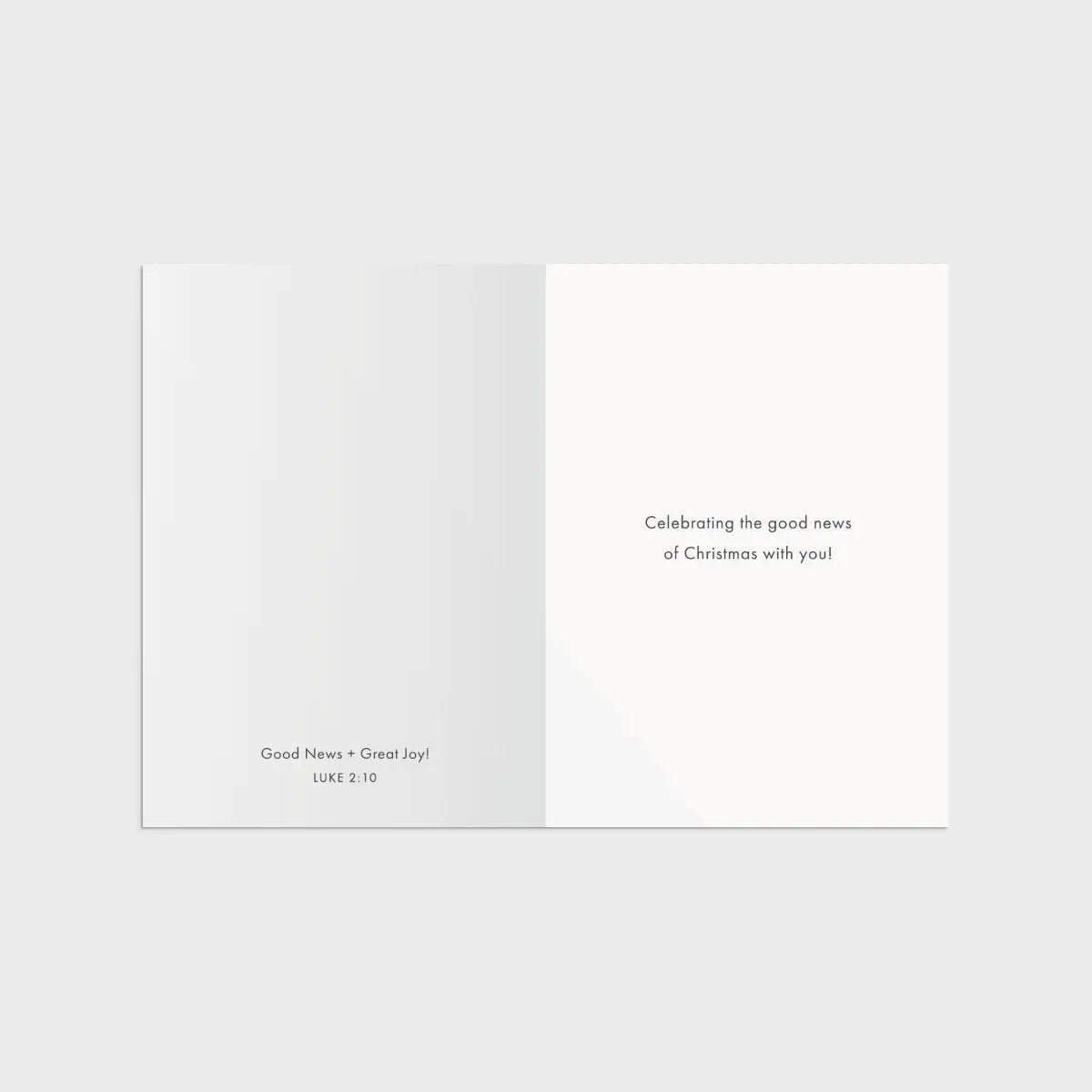 Candace Cameron Bure Christmas Cards Duo Pack boxed greeting cards Luke 2:10 Good News + Great Joy on left; Celebrating the good news of Christmas with you on right on Tampa Home & Garden Store