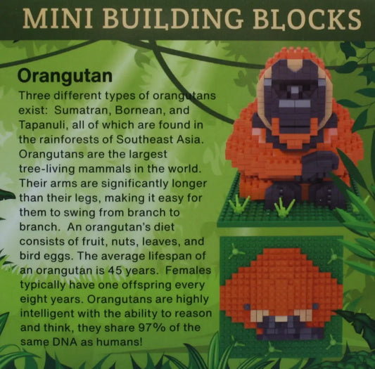 Mini Building Blocks Orangutan set, orange brick sculpture, interlocking blocks on Tampa Home & Garden Store