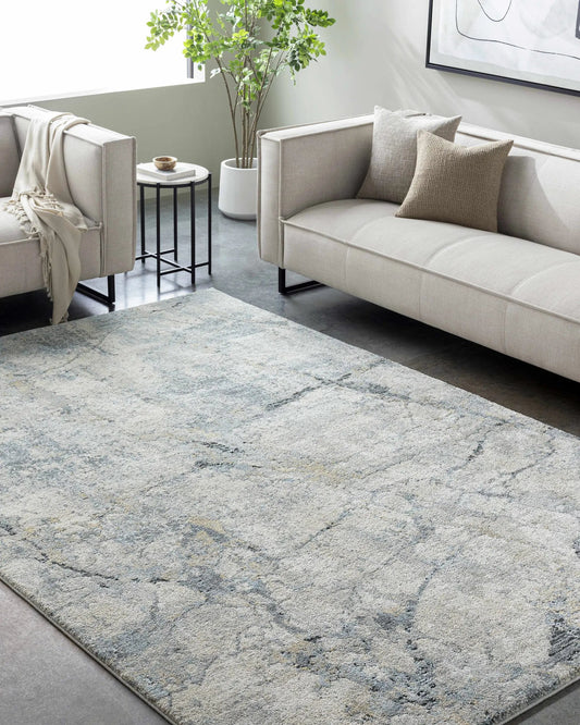 Urowo light gray thick luxe rug with high pile in living room setting on Tampa Home & Garden Store