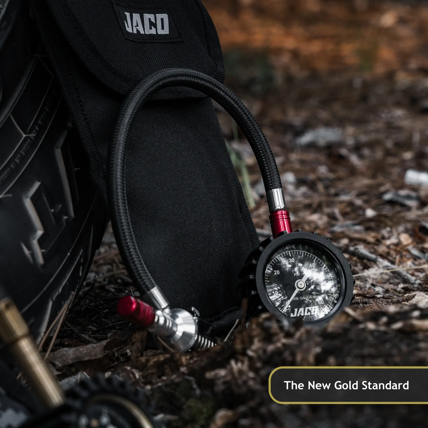 Lightning RX4 Tire Deflator with Gauge, black braided hose and red fittings by JACO on Tampa Home & Garden Store