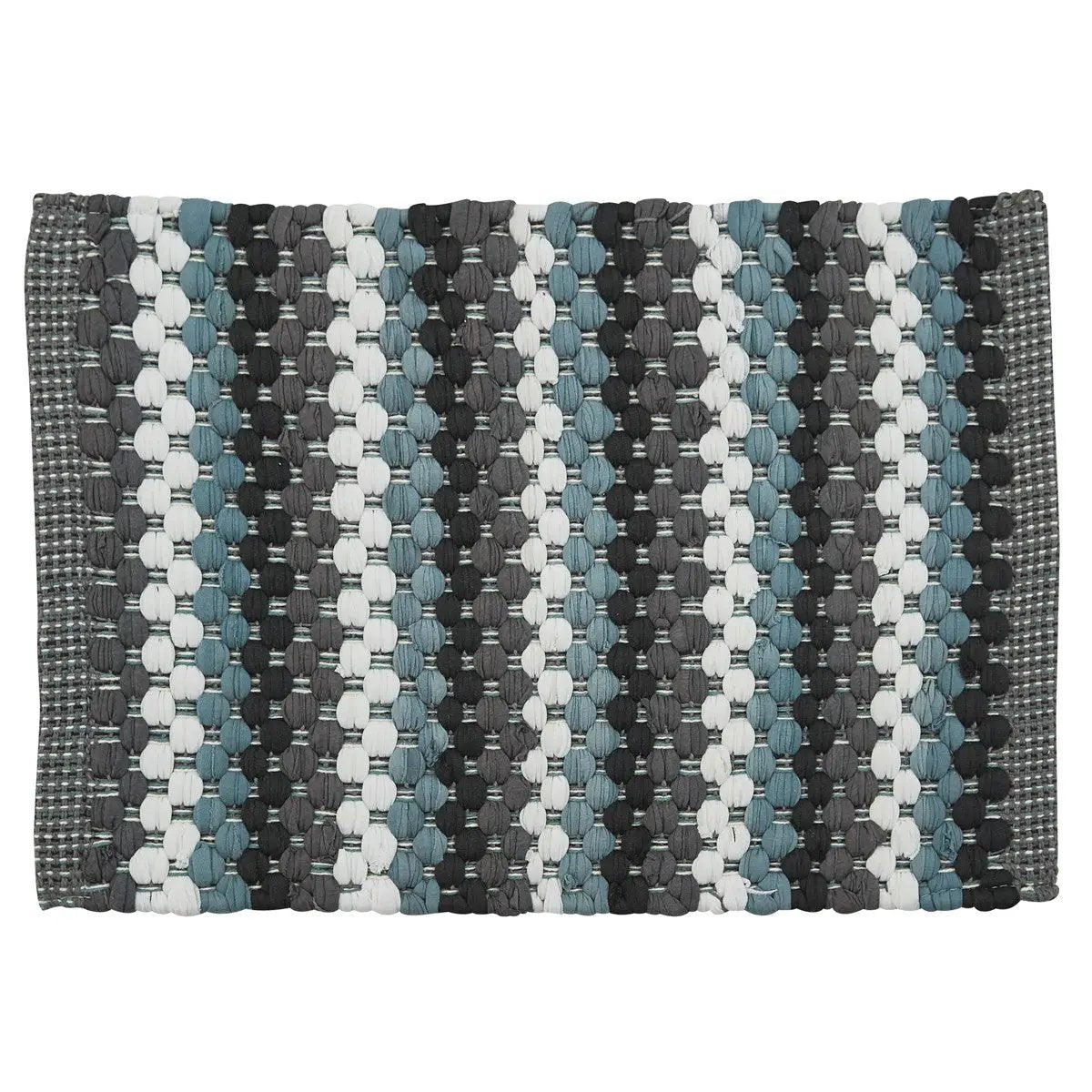 Beaumont Chindi Cotton Placemat in teal, white, and gray woven design on Tampa Home & Garden Store