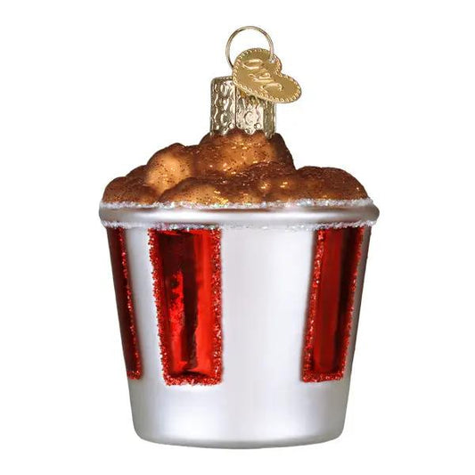 KFC Bucket of Chicken glass ornament bucket with red panels and chicken topping by Loft on Tampa Home & Garden Store