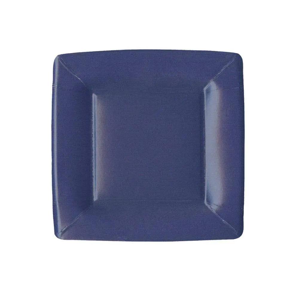 Grosgrain Border Navy Square Paper Plates 8-pack by The Country Christmas Loft on Tampa Home & Garden Store