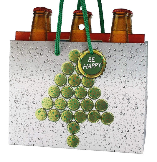 Bubble Tree heavyweight gift bag for 6 packs with silver water-drop design on Tampa Home & Garden Store