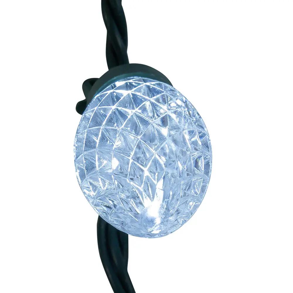 100-Light Cool White LED Faceted C9 Green Wire String Lights - Tampa Home & Garden Store