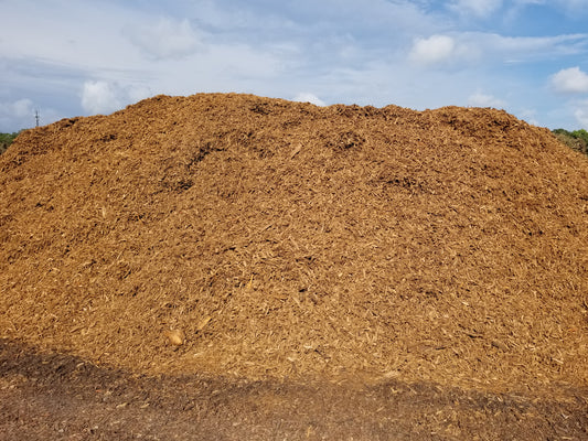bulk mulch by the yard, organic mulch pile delivered