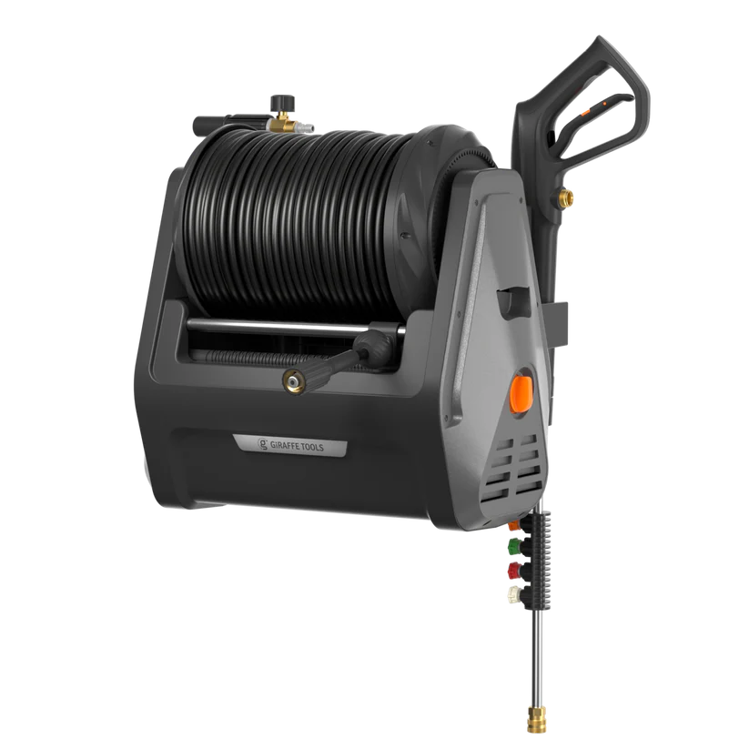Mountable electric pressure washer for home and garden.