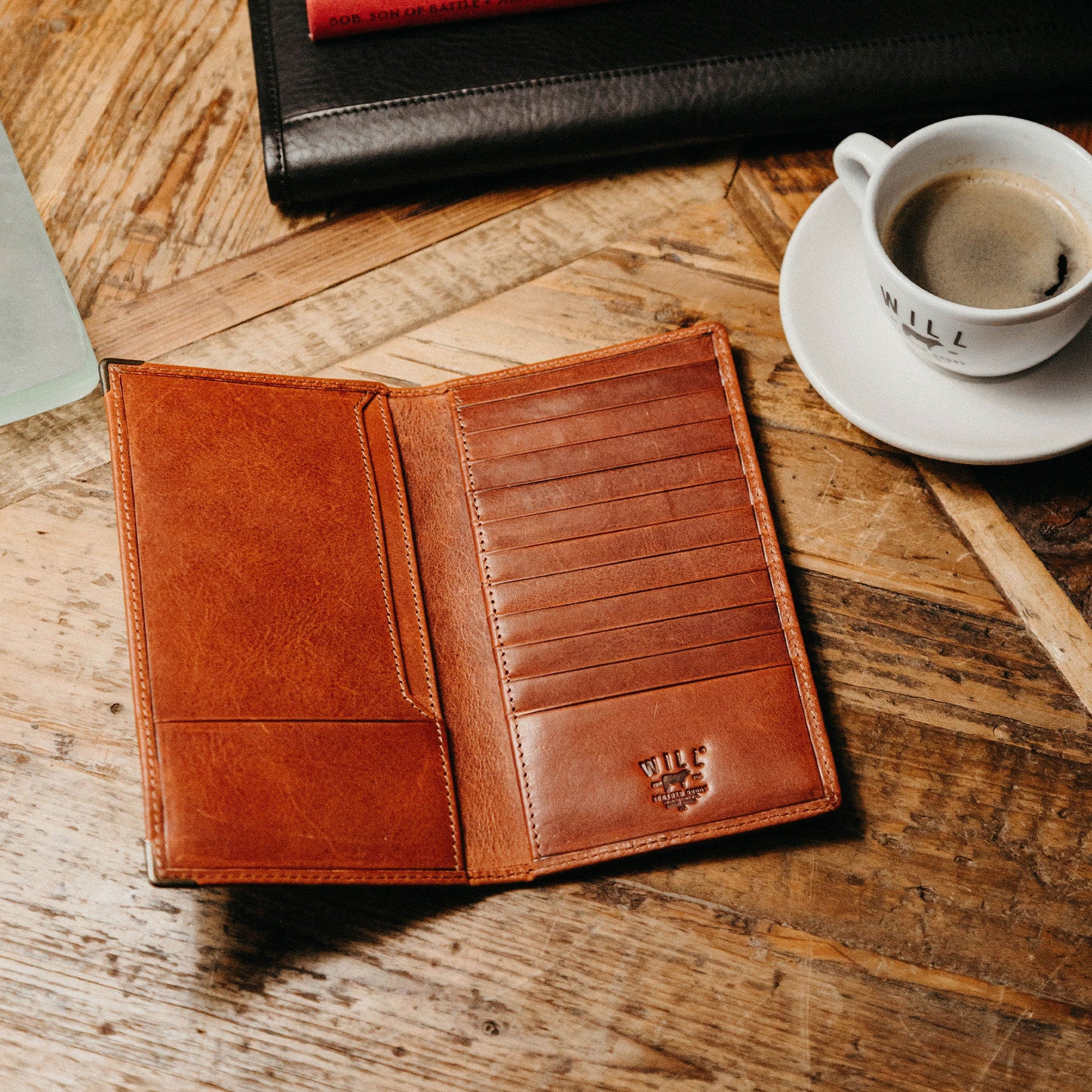 William Pocket Secretary Wallet brown leather card case by Will Leather Goods, 2 wallets on Tampa Home & Garden Store