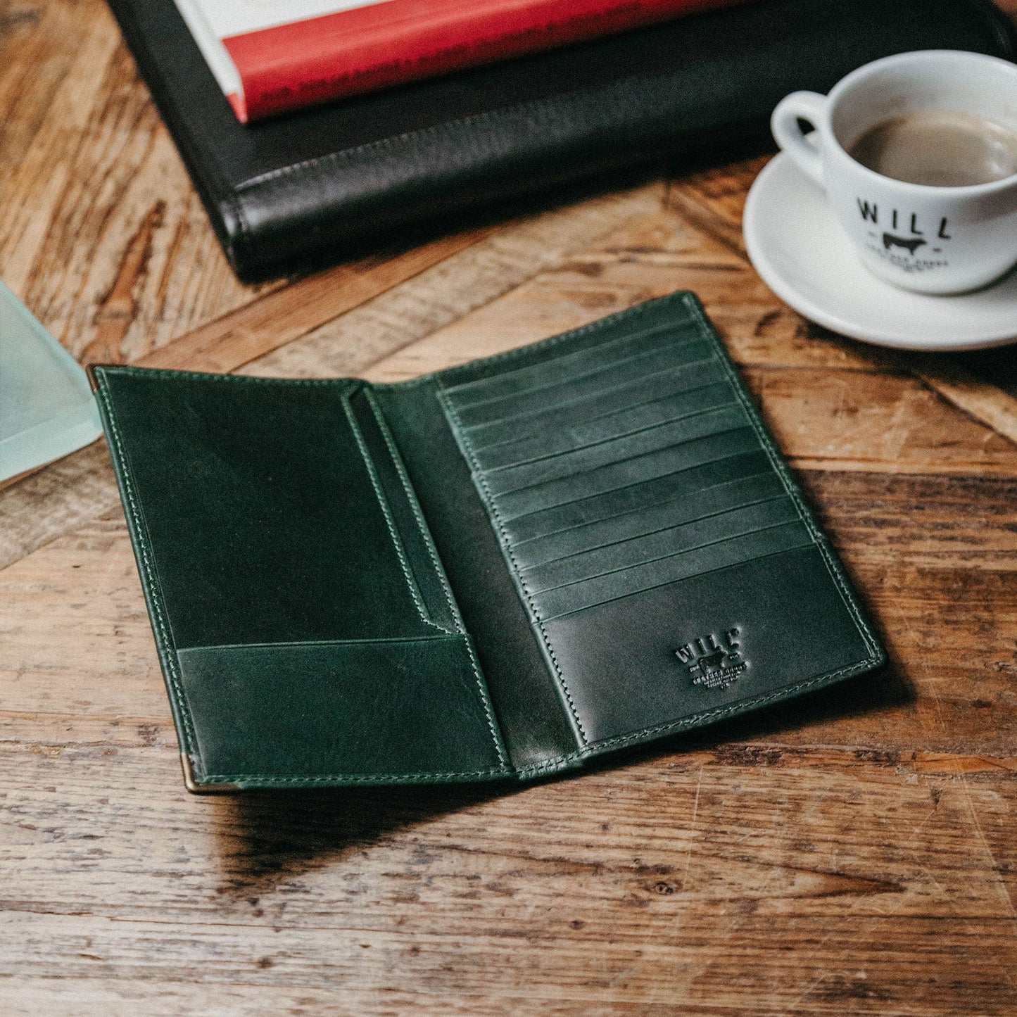 William Pocket Secretary Wallet by Will Leather Goods, black leather, card slots, three wallets on Tampa Home & Garden Store