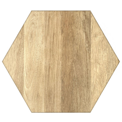 Mckinley Side Table with sculptural geometric wood top in light brown finish on Tampa Home & Garden Store