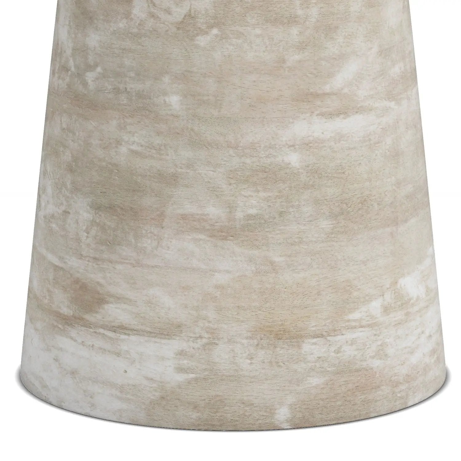 Robbie - Handcrafted Accent Table drum-shaped base in beige stone-like texture on Tampa Home & Garden Store
