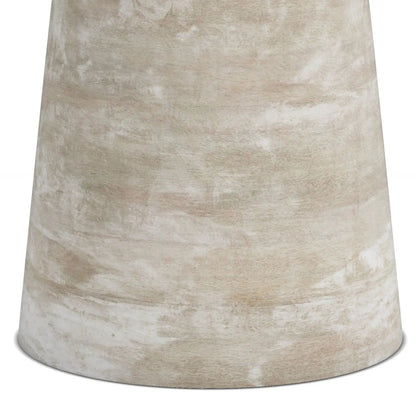 Robbie - Handcrafted Accent Table drum-shaped base in beige stone-like texture on Tampa Home & Garden Store