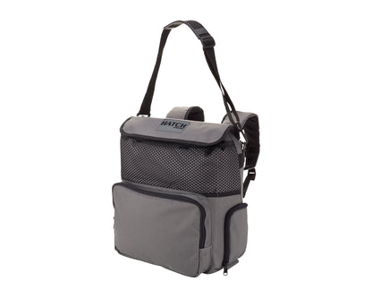 Canvas Series Backpack Cooler Hatch; grey canvas cooler with black mesh pocket on Tampa Home & Garden Store