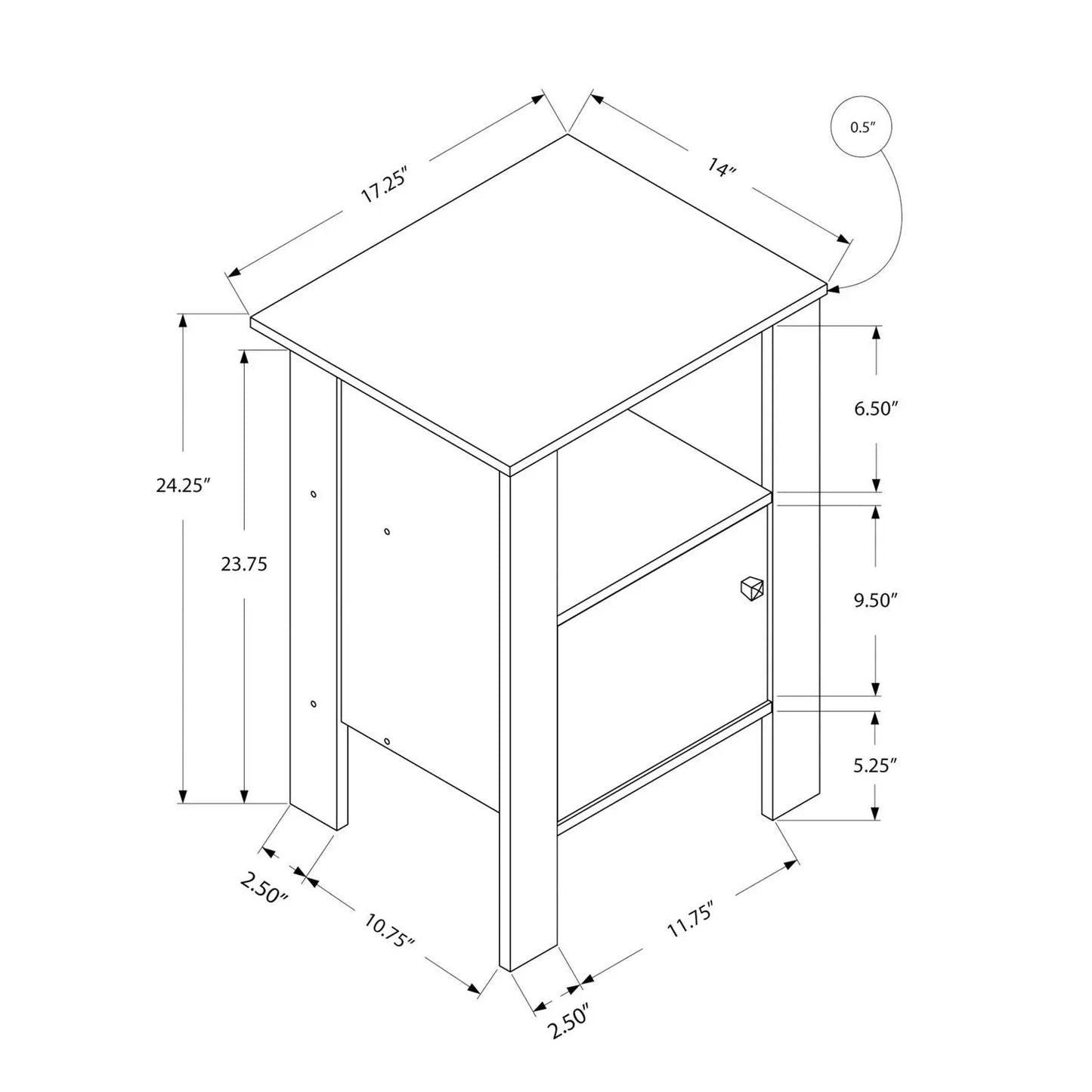 Accent Nightstand With Storage and Transitional