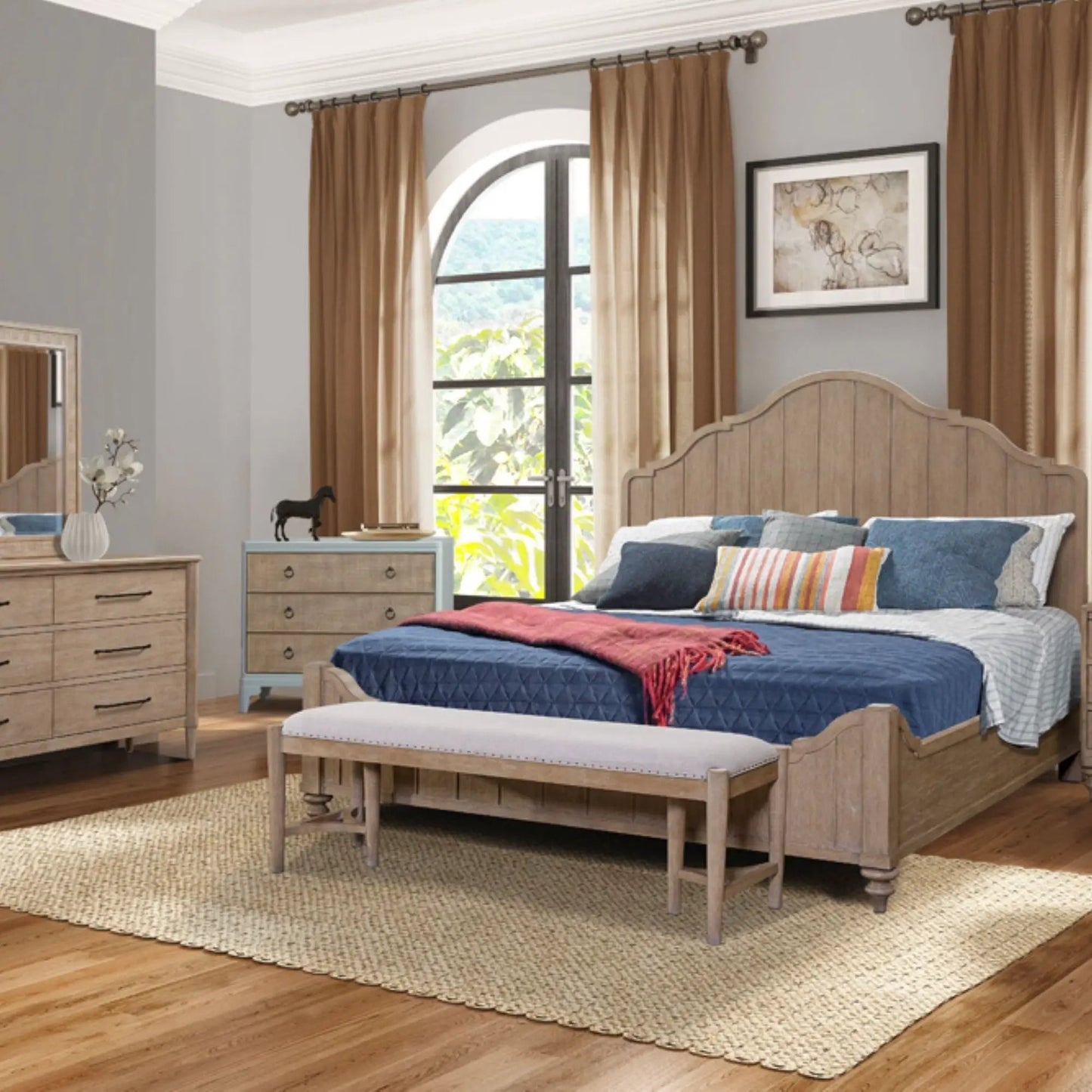 Elegant Panel Bed With Transitional Casual Design