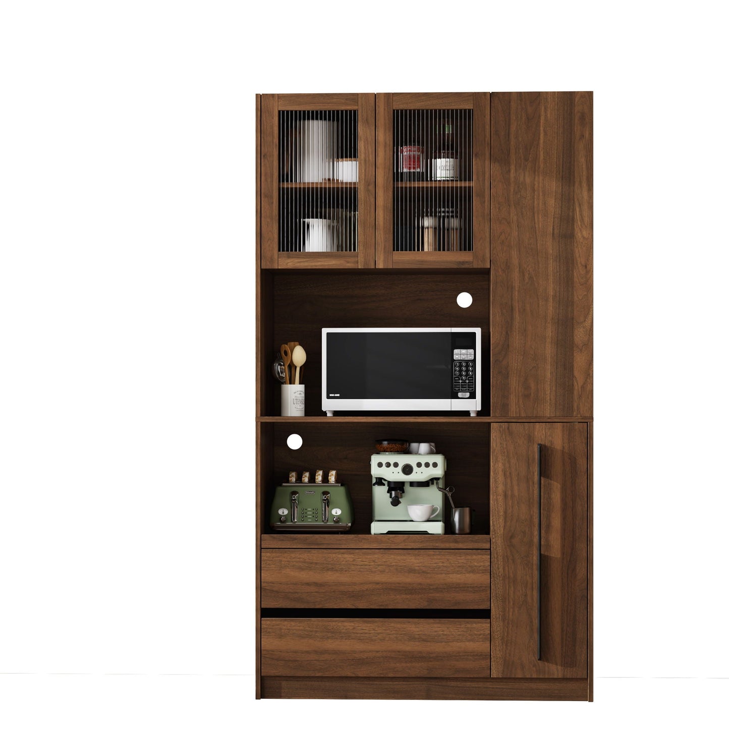 Tall Kitchen Pantry Cabinet and Microwave Stand