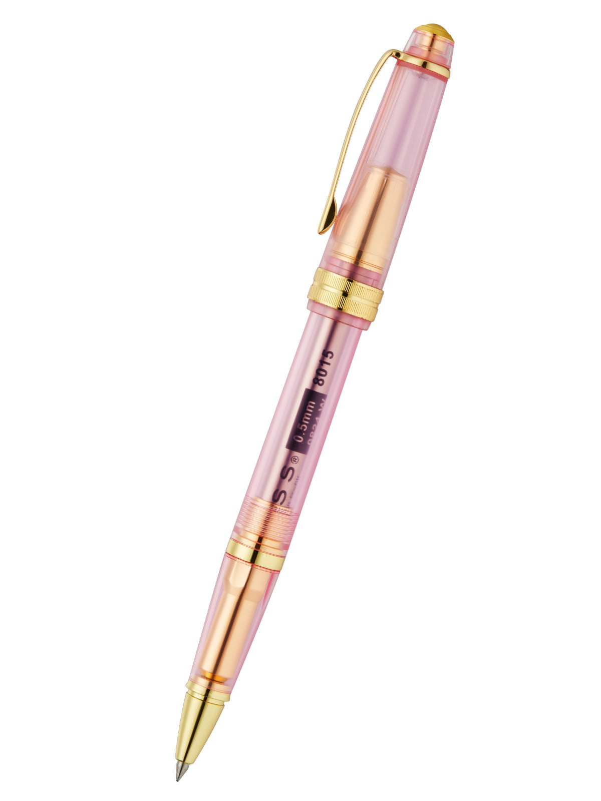 Bailey Light translucent pink sapphire resin rollerball pen by A.T. Cross with gold trim on Tampa Home & Garden Store