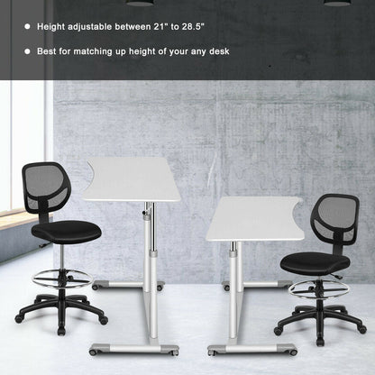 Silla de oficina de dibujo con respaldo medio de malla y altura ajustable