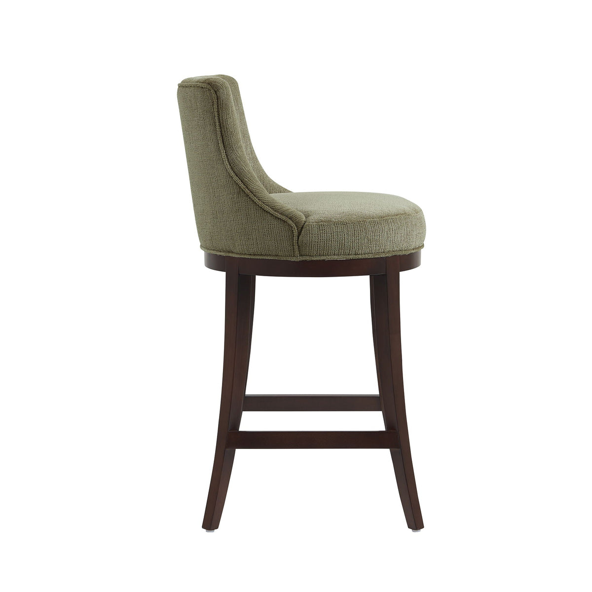 Bar height barstool with backrest from HouseOfZazla in olive green upholstery, dark wood legs on Tampa Home & Garden Store