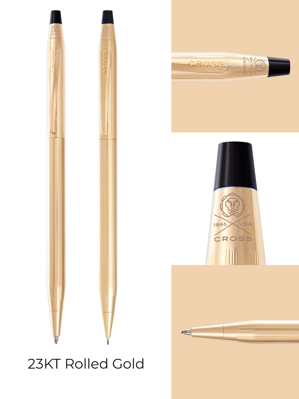 Classic Century 23KT Gold Plated Pen & Pencil Set by A.T. Cross in rolled gold finish on Tampa Home & Garden Store