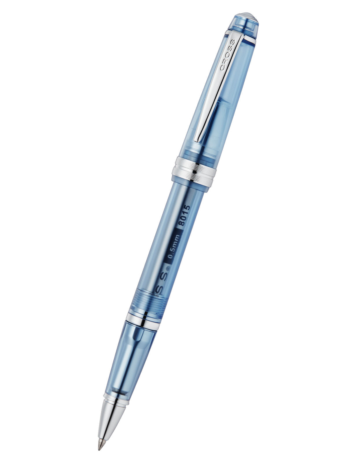 Bailey Light translucent navy-blue resin rollerball pen by A.T. Cross with silver trim on Tampa Home & Garden Store