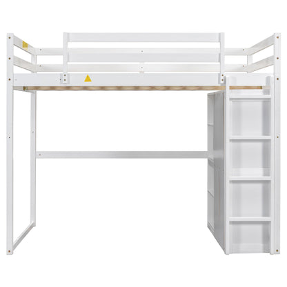 Loft bed with built-in wardrobe and storage shelves in white by HouseOfZazla on Tampa Home & Garden Store
