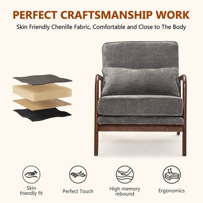 Upholstered Living Room Chair With Lumbar Cushion