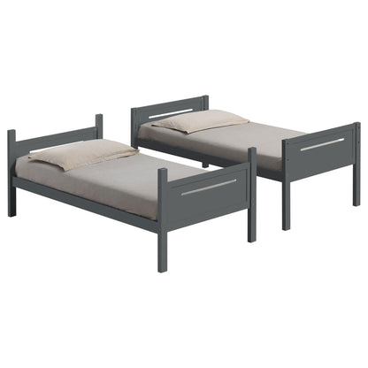 Bunk beds by HouseOfZazla, 2 gray twin frames with built-in ladder, guardrails and angled access step on Tampa Home & Garden Store