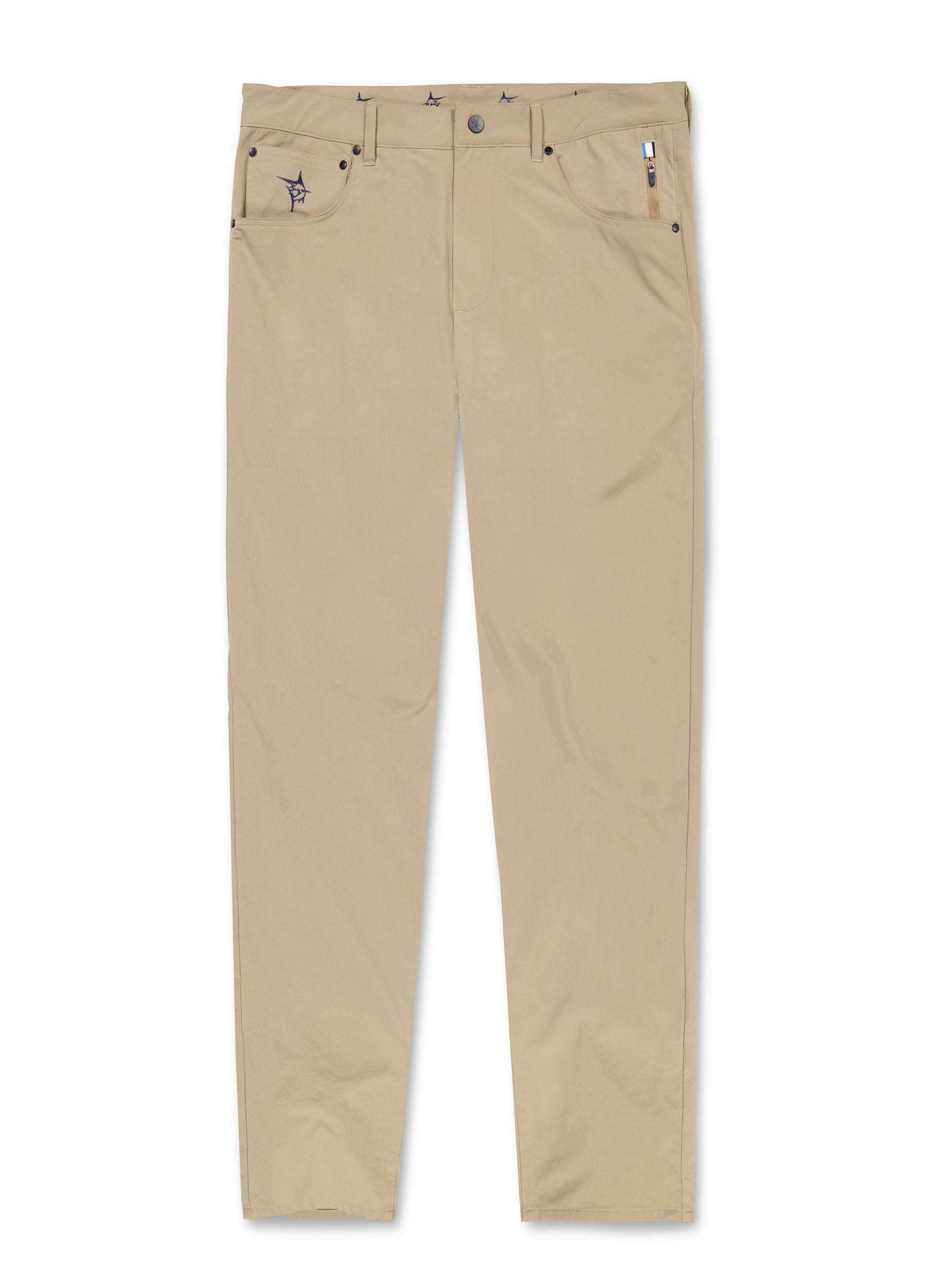 Seaport Pants by White Water Life in khaki with logo embroidery front pocket on Tampa Home & Garden Store