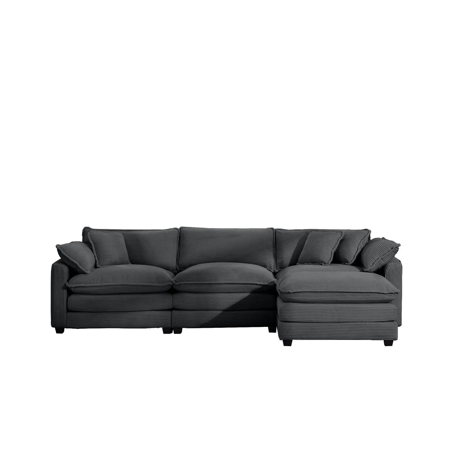 Dark gray oversized modular sofa with ottoman, deep cushions, low back, 3-piece living room set on Tampa Home & Garden Store