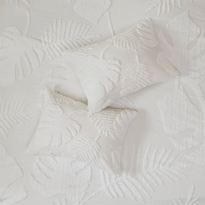 3 Piece Chenille Palm Comforter Set For King