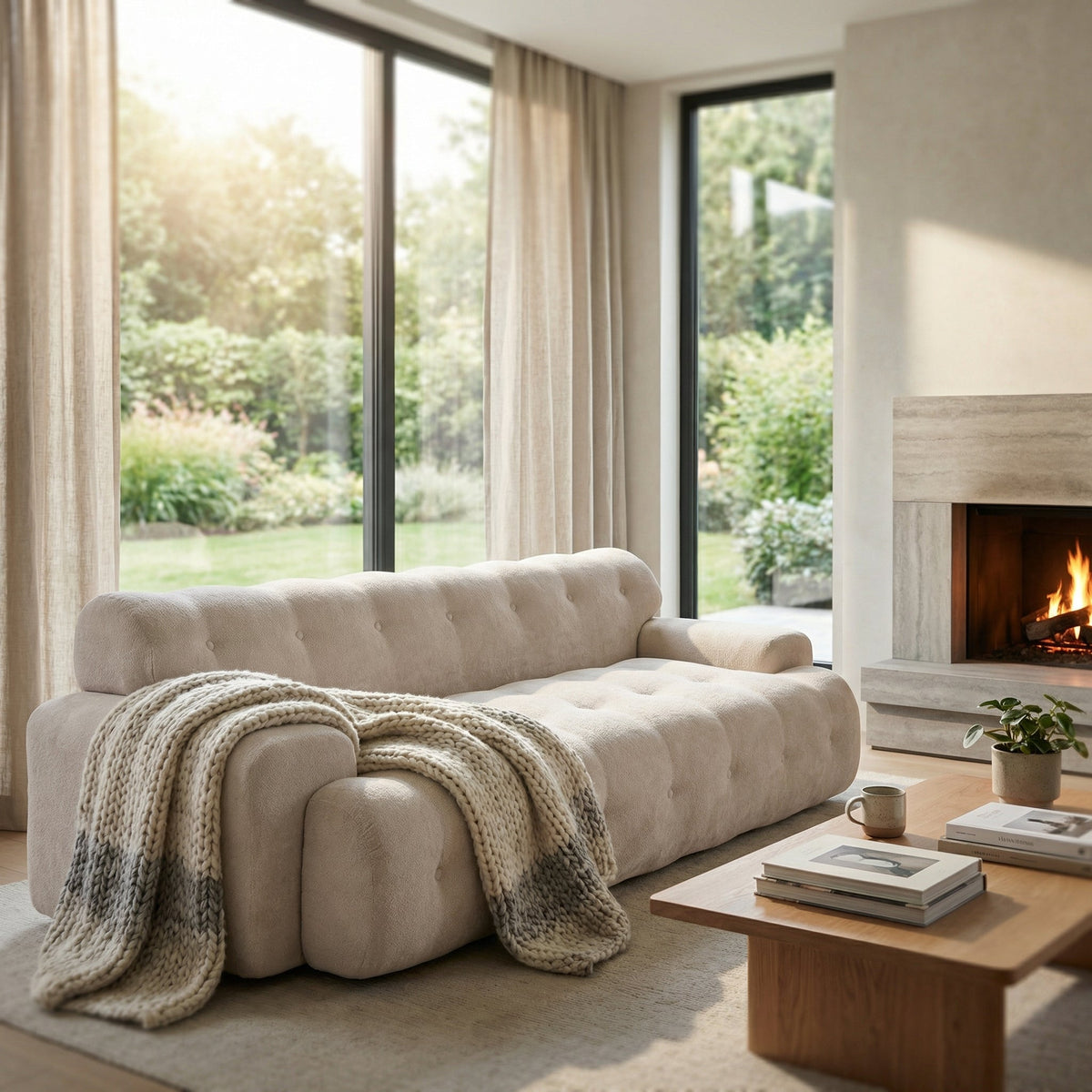 Cloud Chenille Sofa and Button Tufted Design