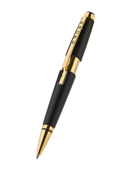 Cross Edge matte black lacquer rollerball pen with gold PVD accents Selectip A.T. Cross on Tampa Home & Garden Store