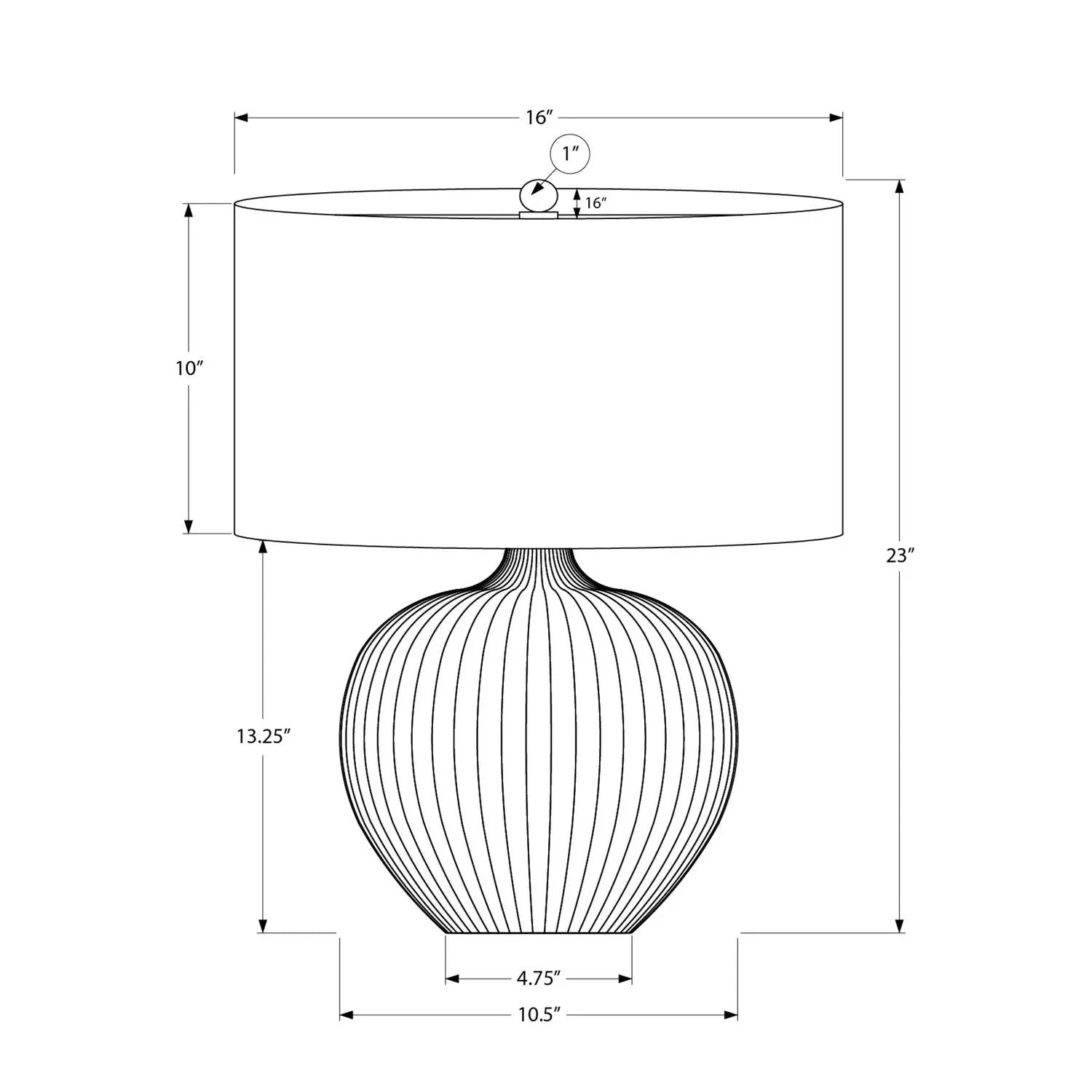 Table lamp ceramic black ribbed globe base with drum shade, contemporary Unique Piece Furniture on Tampa Home & Garden Store