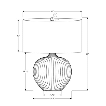 Table lamp ceramic black ribbed globe base with drum shade, contemporary Unique Piece Furniture on Tampa Home & Garden Store