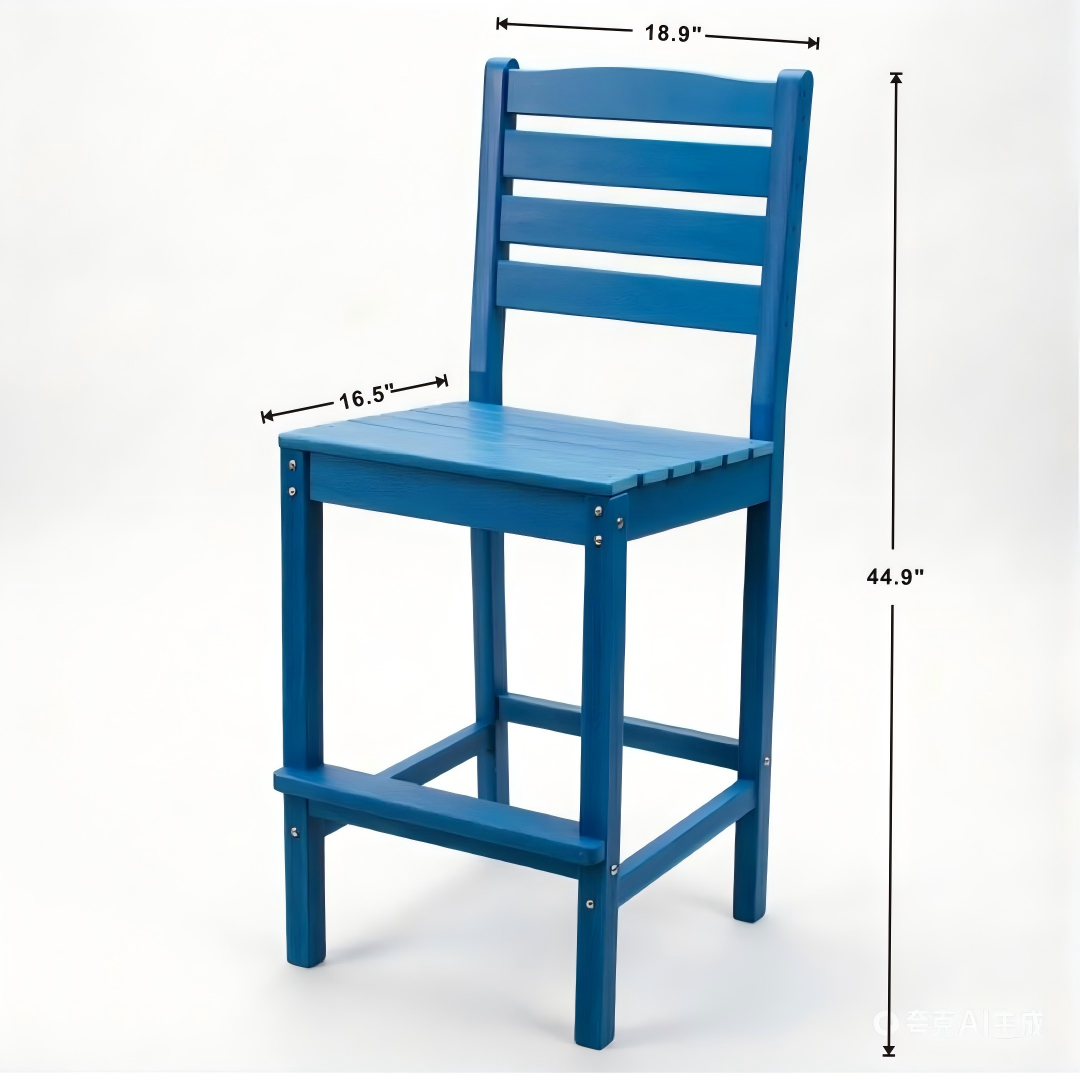 Outdoor Patio Bar Height Chair blue-painted wood with ladder-back design by HouseOfZazla on Tampa Home & Garden Store