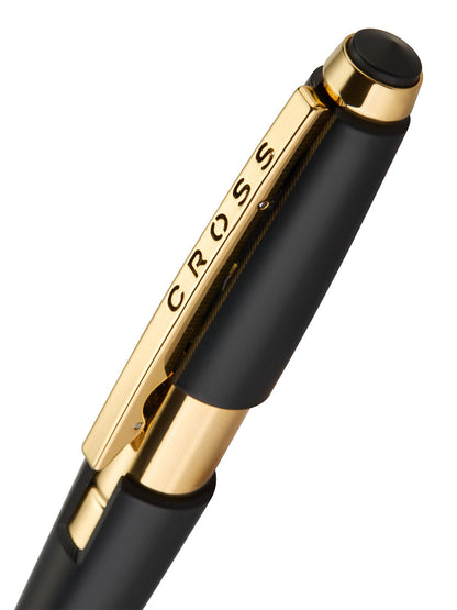 Cross Edge Selectip rollerball pen in matte black lacquer with gold PVD trim on Tampa Home & Garden Store