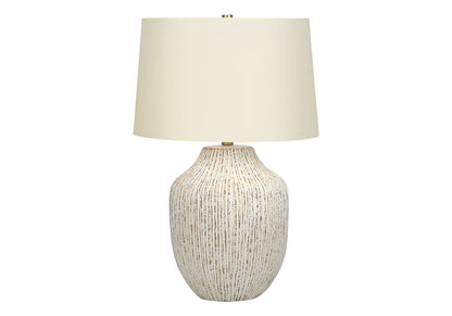 Table lamp ceramic base with vertical ribbed texture and cream shade, HouseOfZazla on Tampa Home & Garden Store