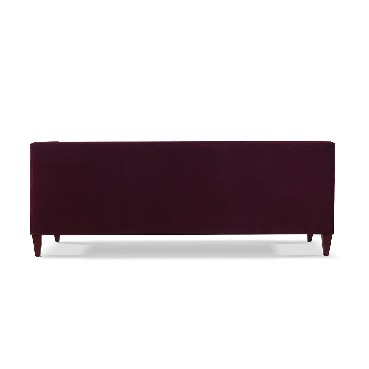 Jack 84-inch Modern Tuxedo Tufted Sofa Burgundy Velvet with straight back and tapered wood legs on Tampa Home & Garden Store