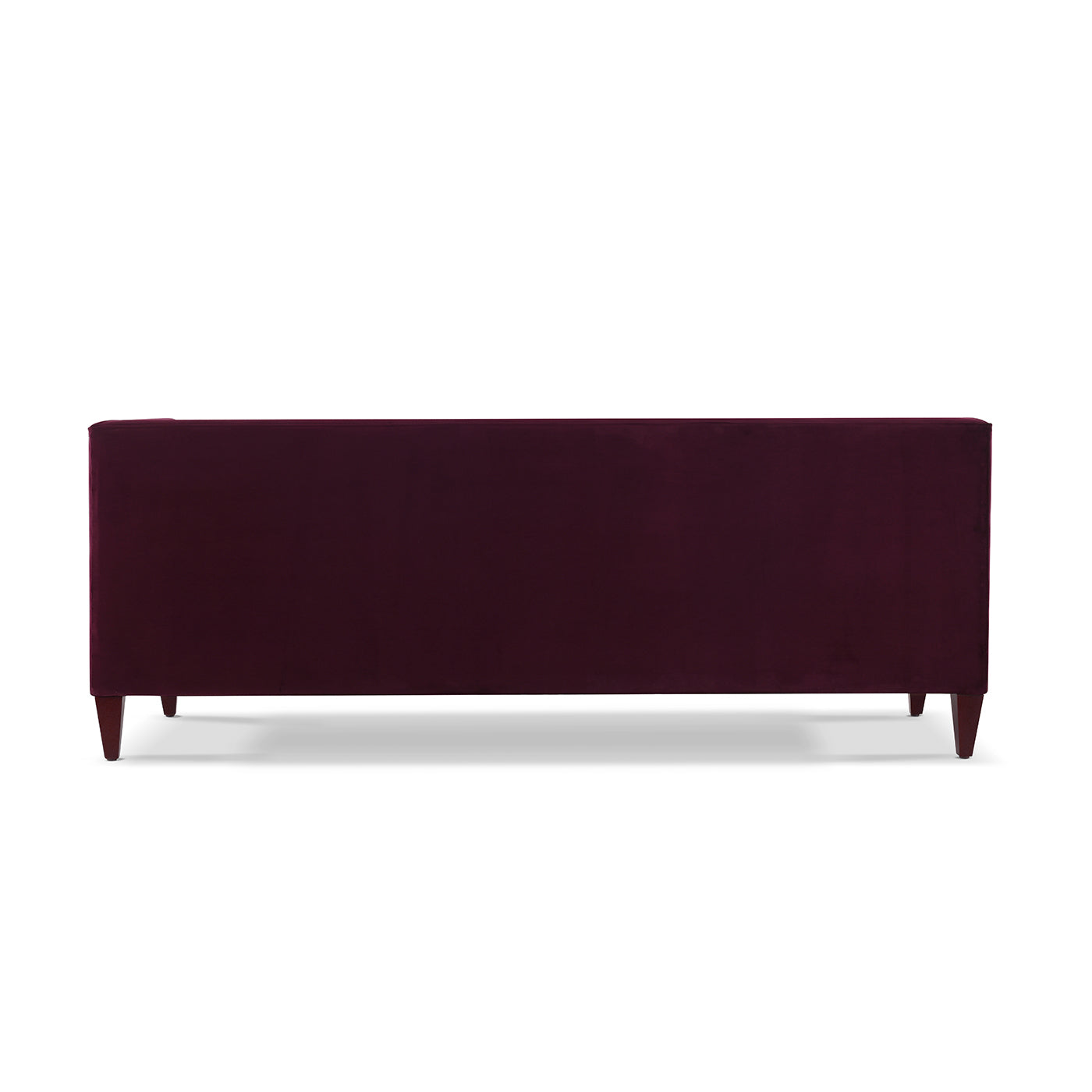Jack 84-inch Modern Tuxedo Tufted Sofa Burgundy Velvet with straight back and tapered wood legs on Tampa Home & Garden Store