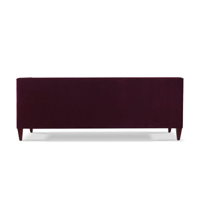 Jack 84-inch Modern Tuxedo Tufted Sofa Burgundy Velvet with straight back and tapered wood legs on Tampa Home & Garden Store
