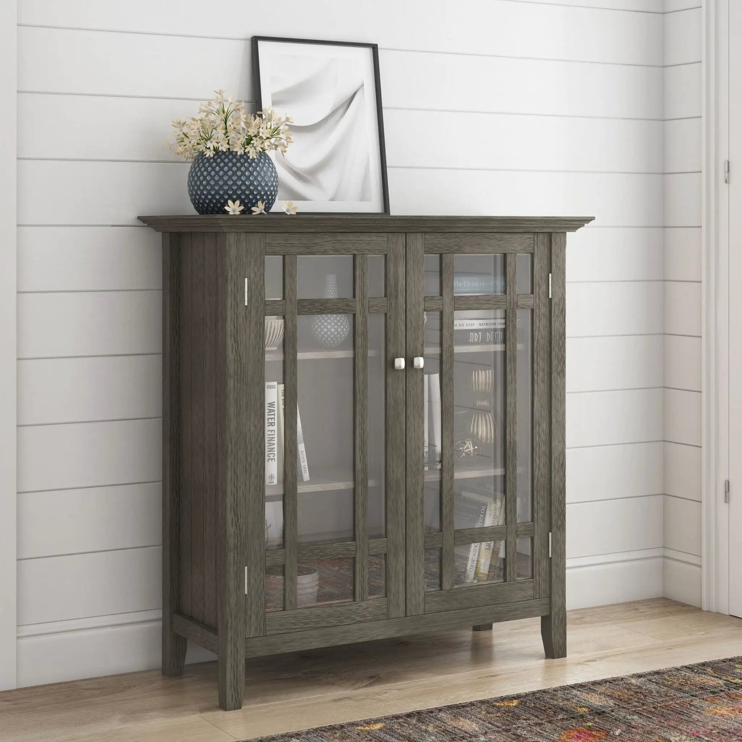 Bedford Storage Media Cabinet with Glass Doors