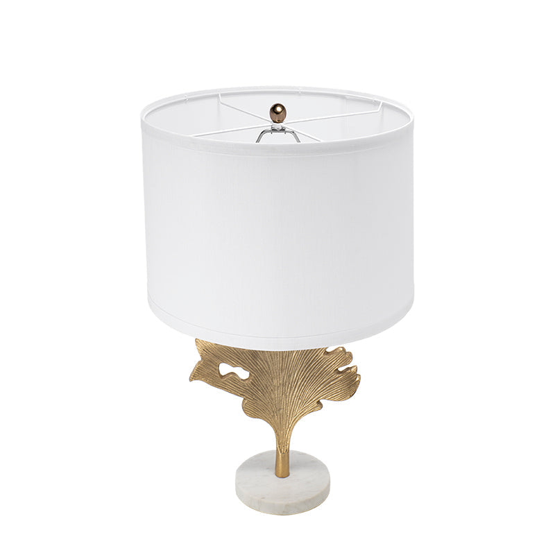 D13x22.2in table lamp with white drum shade and gold leaf base by HouseOfZazla on Tampa Home & Garden Store