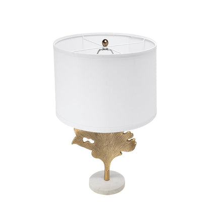 D13x22.2in table lamp with white drum shade and gold leaf base by HouseOfZazla on Tampa Home & Garden Store